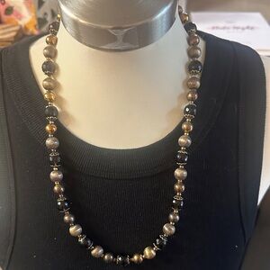 Elegant Black and Gold Beaded Necklace